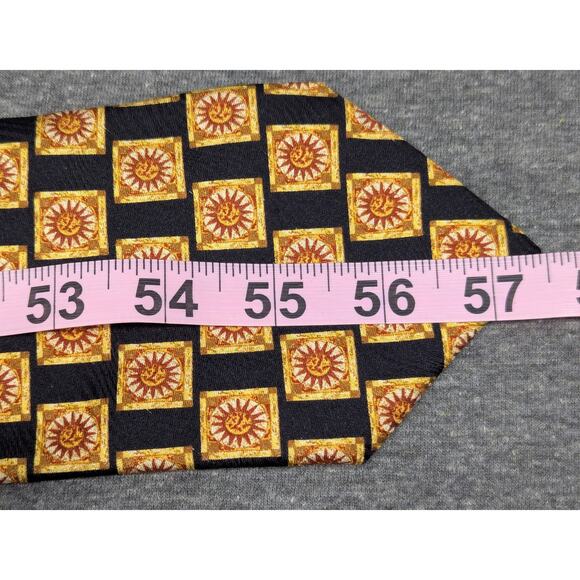 ERMENEGILDO ZEGNA Mens Tie - Black/Gold, Geometric, Silk, Made in Italy - Picture 5 of 6